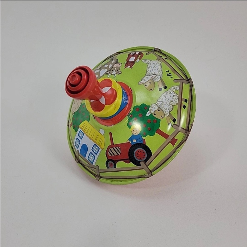 LBZ Spinning Top Tin Toy Humming Vintage Farm Animals